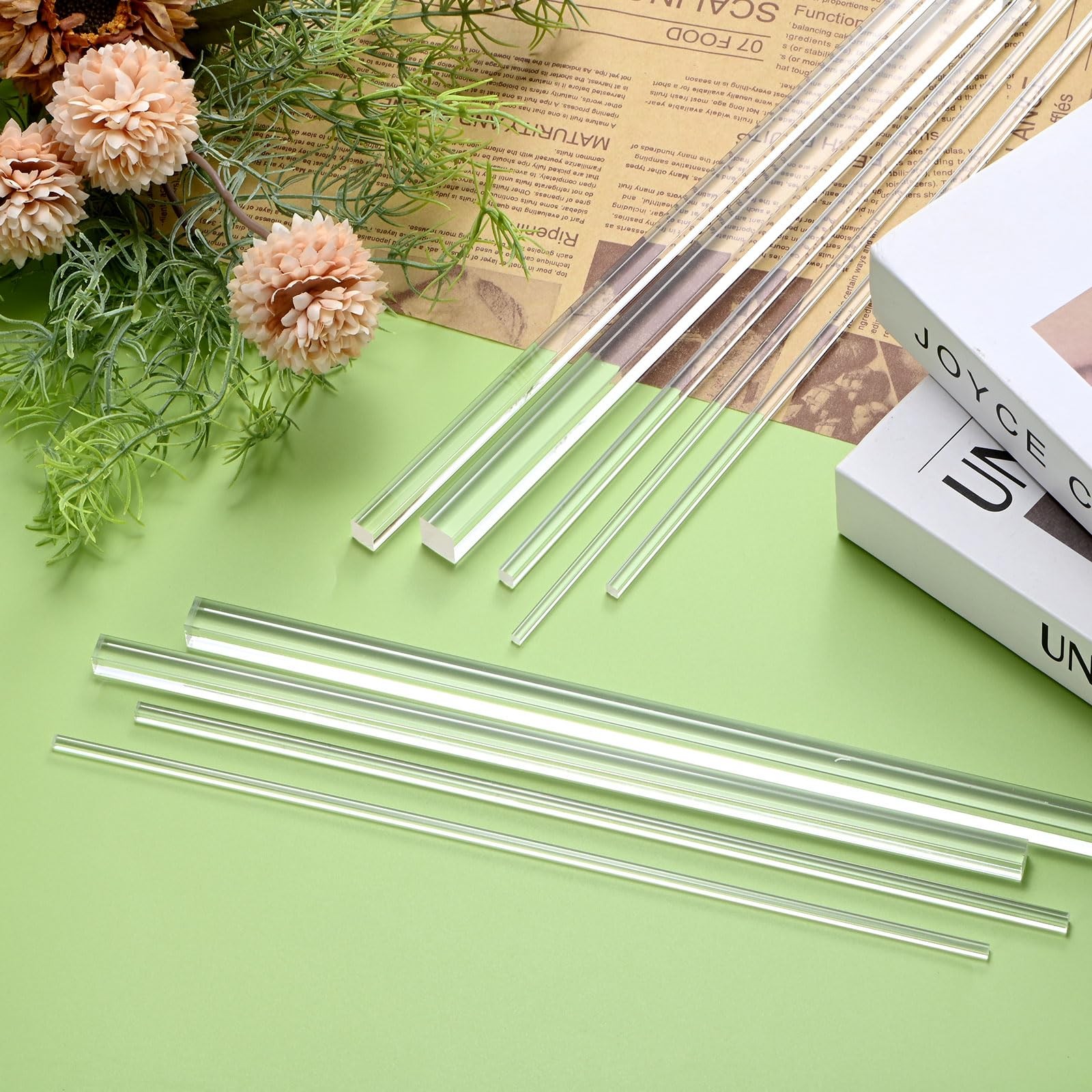 15-Pack Acrylic Square Rods, 9.84 x 0.2 Inch/ 250 x 5 mm Clear Acrylic Dowel …