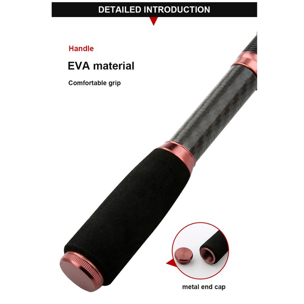 Sea Fishing Rod Carbon Fiber Shrink 180cm Black Pink with Reinforced Reel Seat