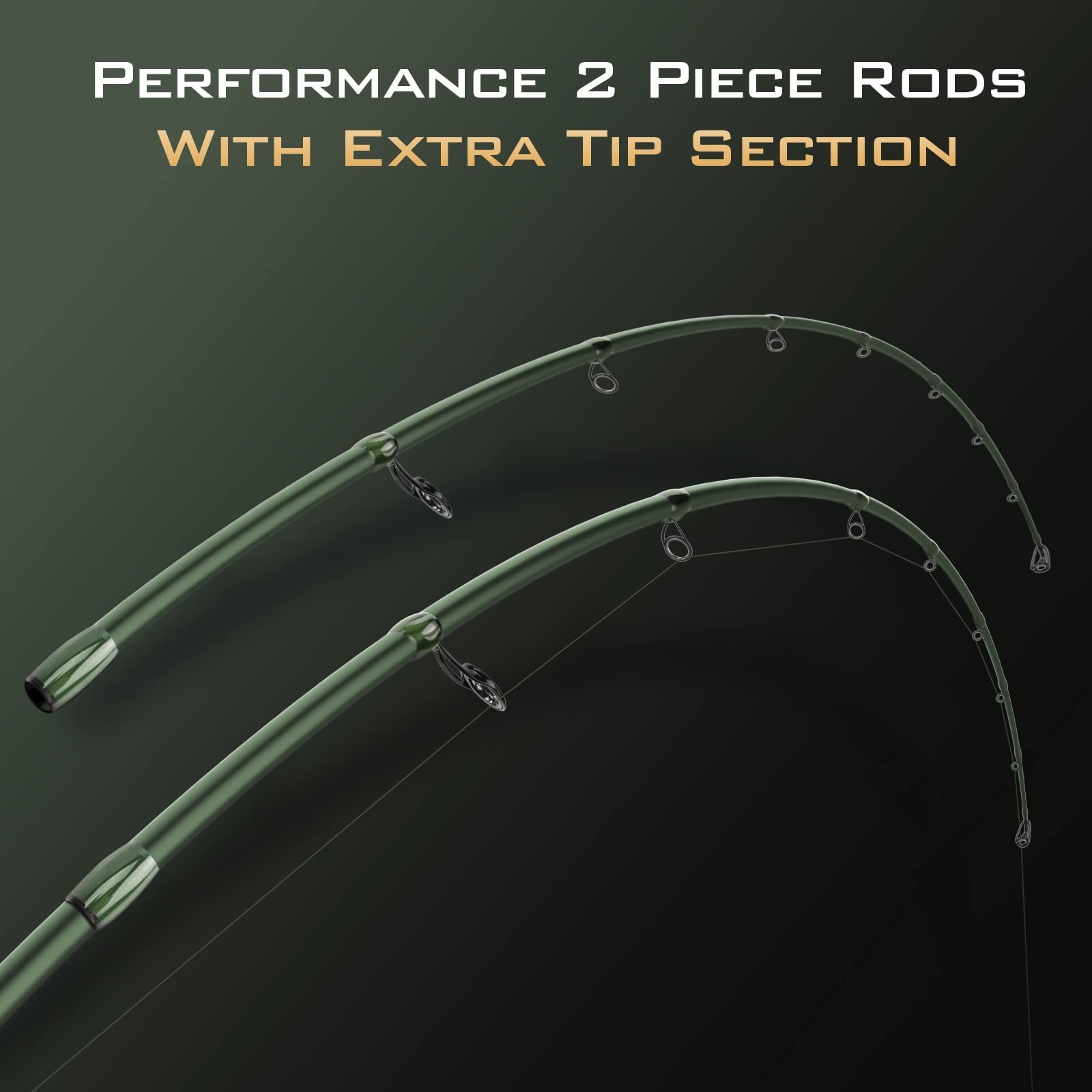 IM6 Graphite Fishing Rods – 2-Piece Casting & Spinning Rods with Extra Tip, PTS