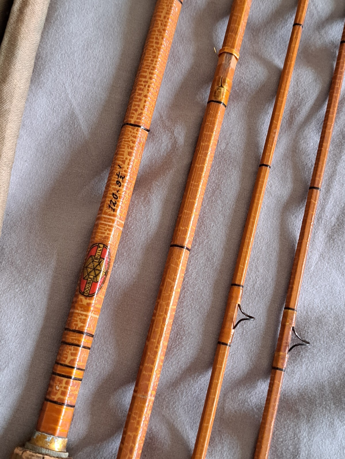 1930S USA DESIRABLE FLY ROD SOUTHBEND CROSS DOUBLEBUILT TUBE & ORIGINAL SOCK