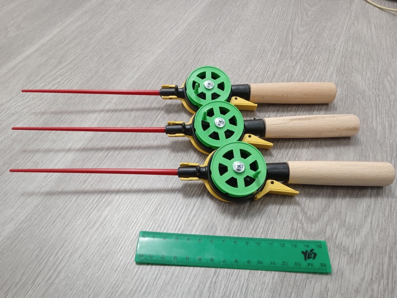 3 pcs Ice winter fishing rod ice vertical jig mormyshka wooden holder
