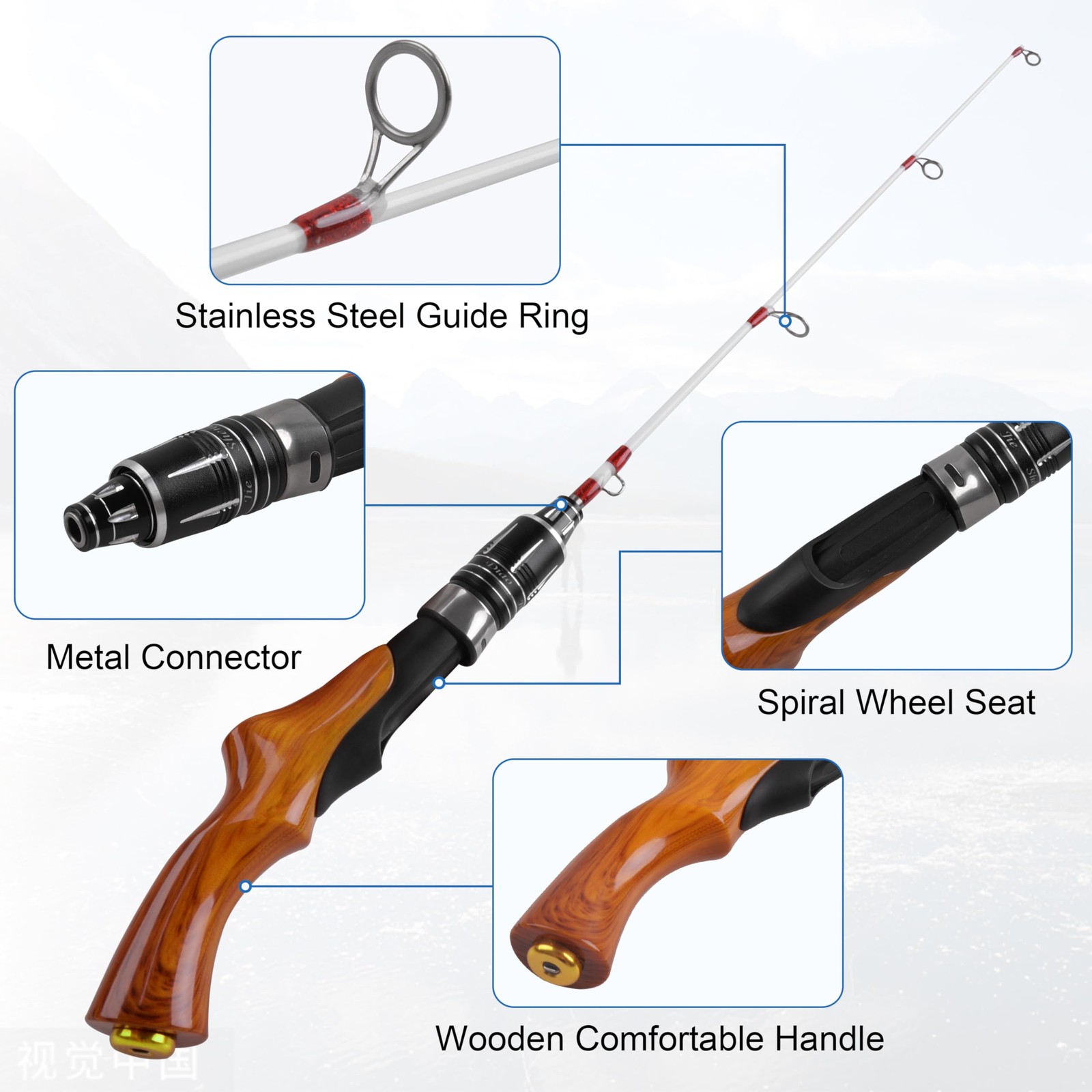 Ultralight Fast Action Ice Fishing Rod Spinning Pole Winter Walleye Trout