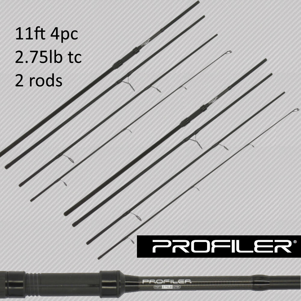 Carp Fishing Travel Rod x2 11ft 3.3M 2.75 TC 4pc Piece Carbon NGT Profiler
