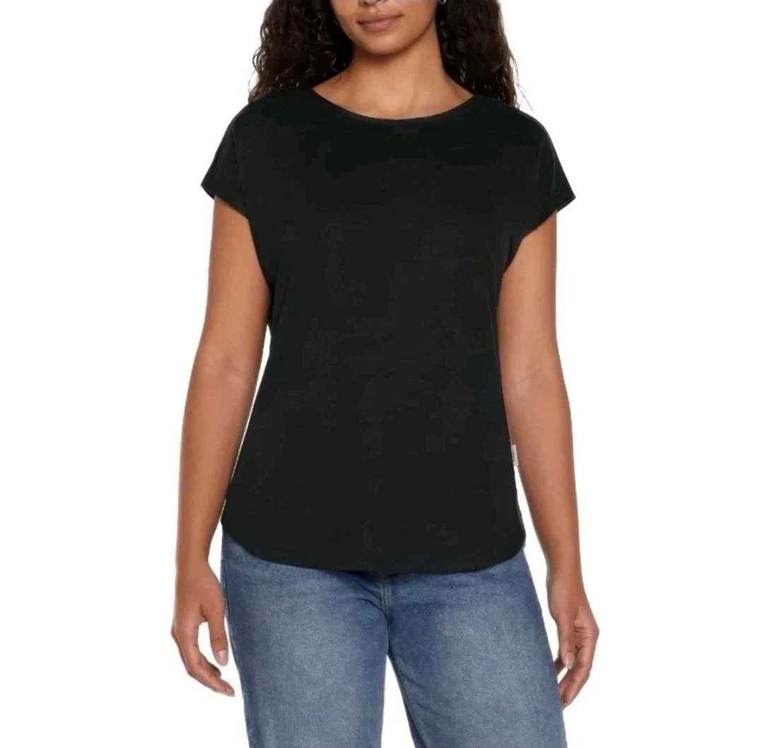 NWT Orvis Women’s XL Black Linen Blend Short Sleeve Top J2131