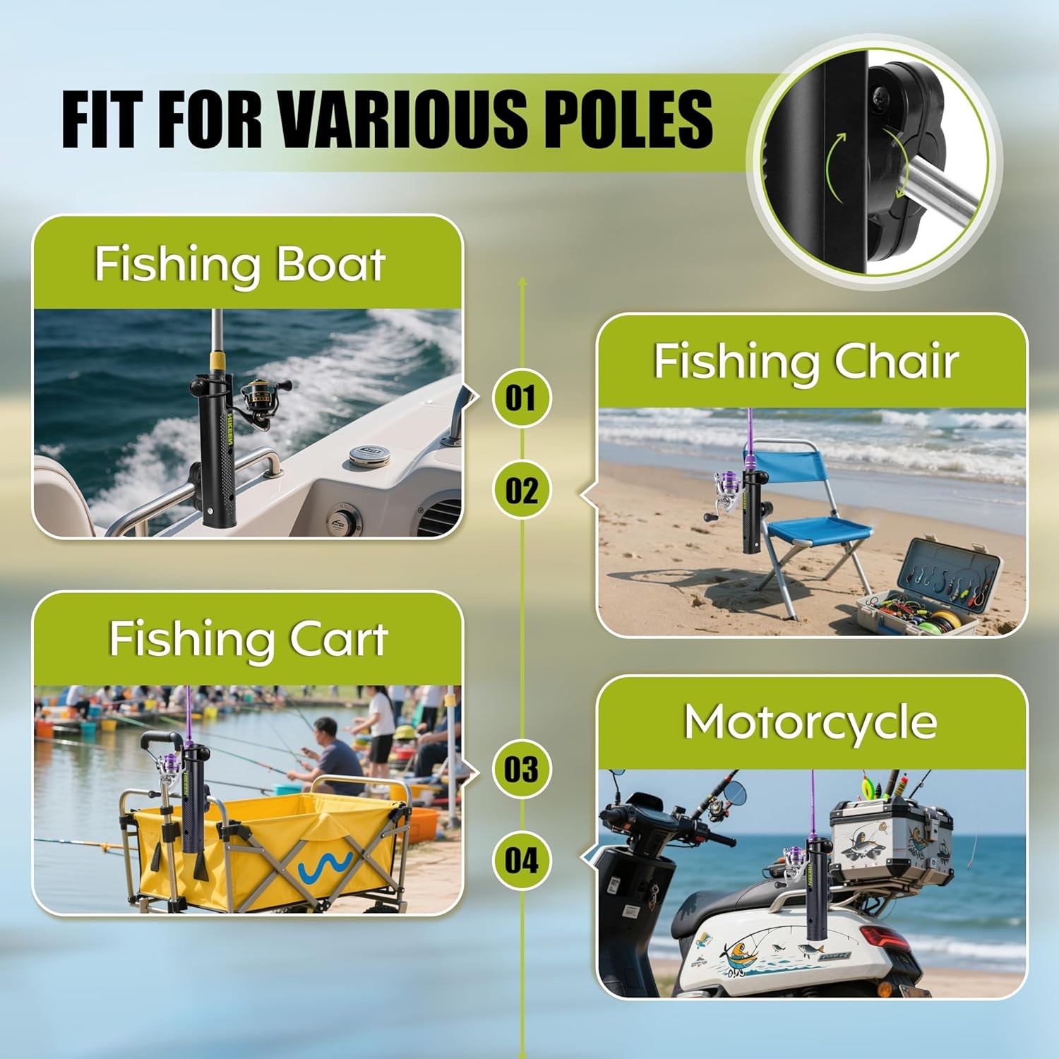 Fishing Rod Holder for Bike,Secures Fishing Pole to Bicycle,Rod Rack for Bicycle