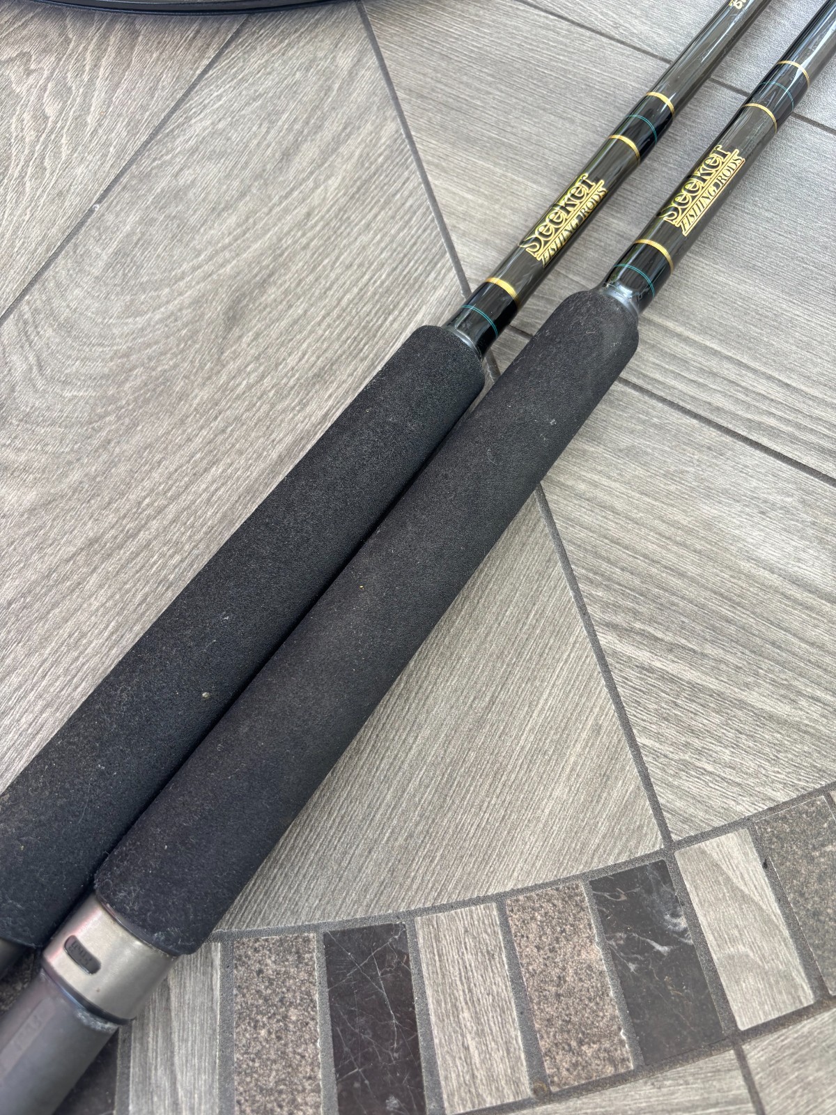 Lot of 2 Seeker Black Steel Fishing Rods Excellent Condition Long Beach
