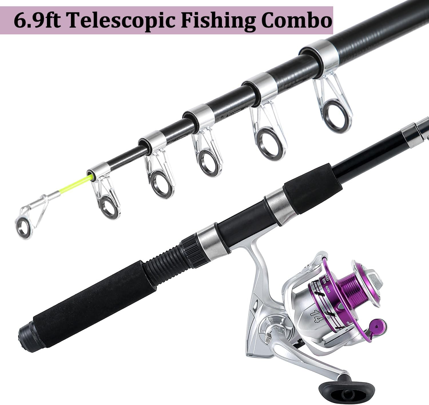 Fishing Pole Combo, 6.9Ft 2Pcs Telescopic Rods Set, Collapsible Fishing Rods, 2P