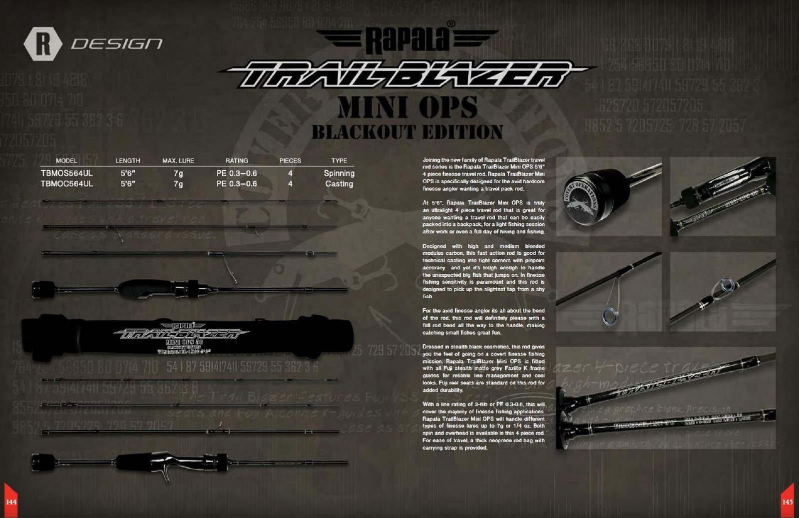 Rapala Rod Baitcast Trail Brazer Mini Ops 56 Travel Rod TBMOC564UL (3893)