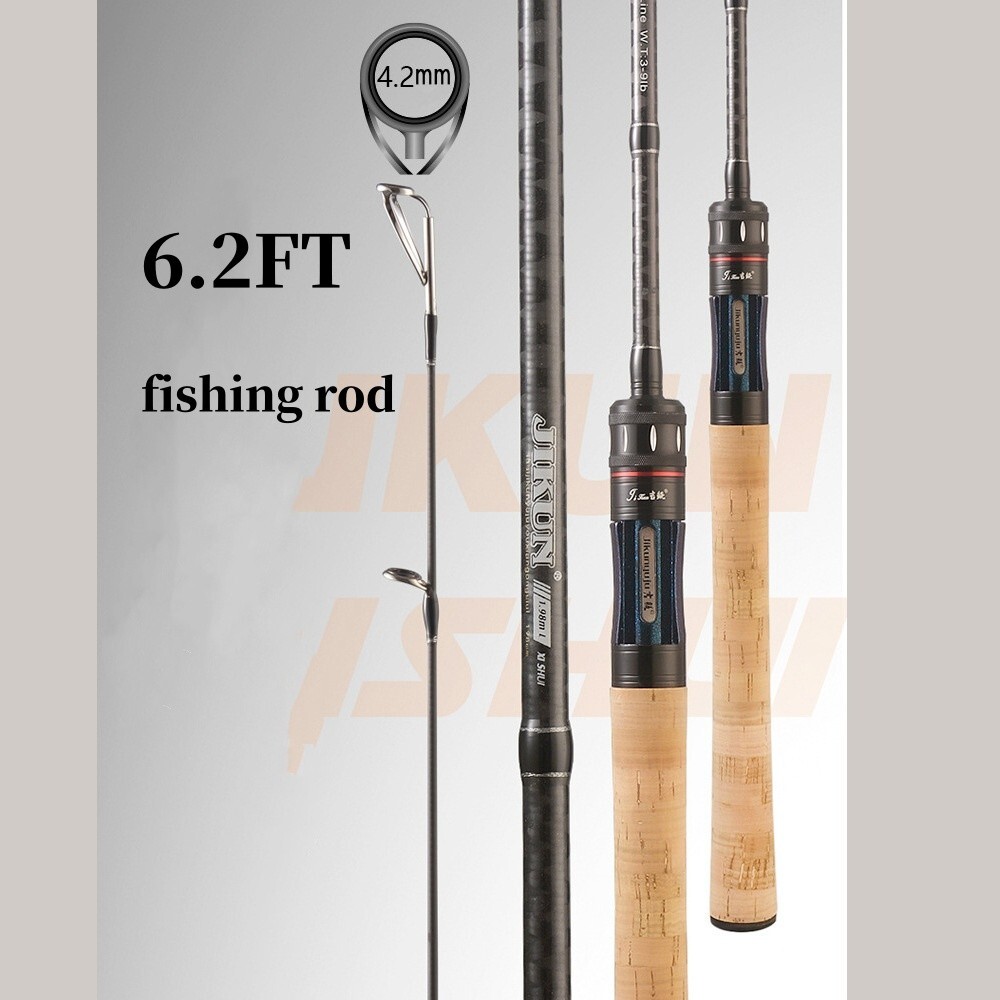 6.2FT Fishing Rods Spinning Casting Rod Carbon Fiber Rod Bass 2 Sections Fast