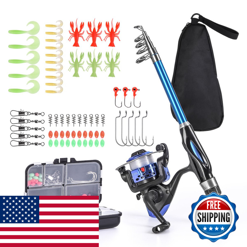 Leo Light Weight Kids Fishing Pole Telescopic Fishing Rod And Reel Combos Full