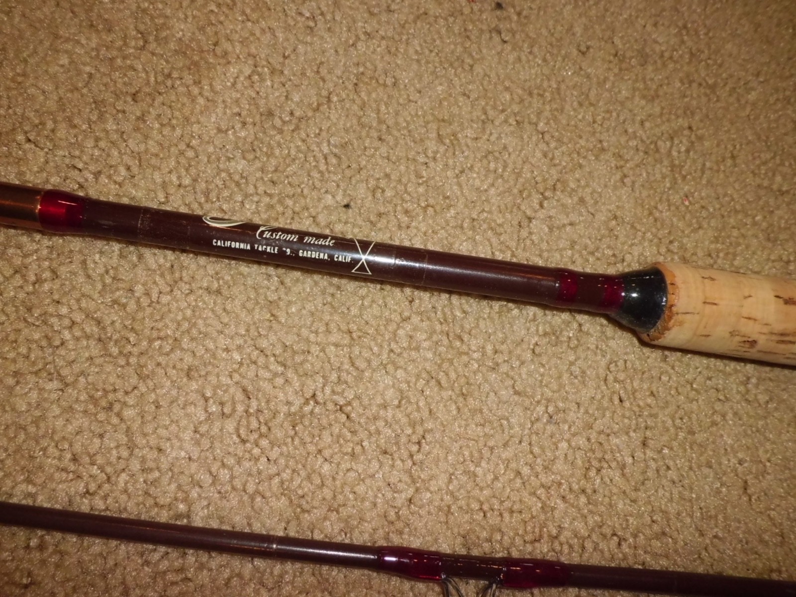 Vintage SABRE Nypoxy Chocolate Ultra Light 2 pc Spinning 6′ Rod- USA- 4-10 lb