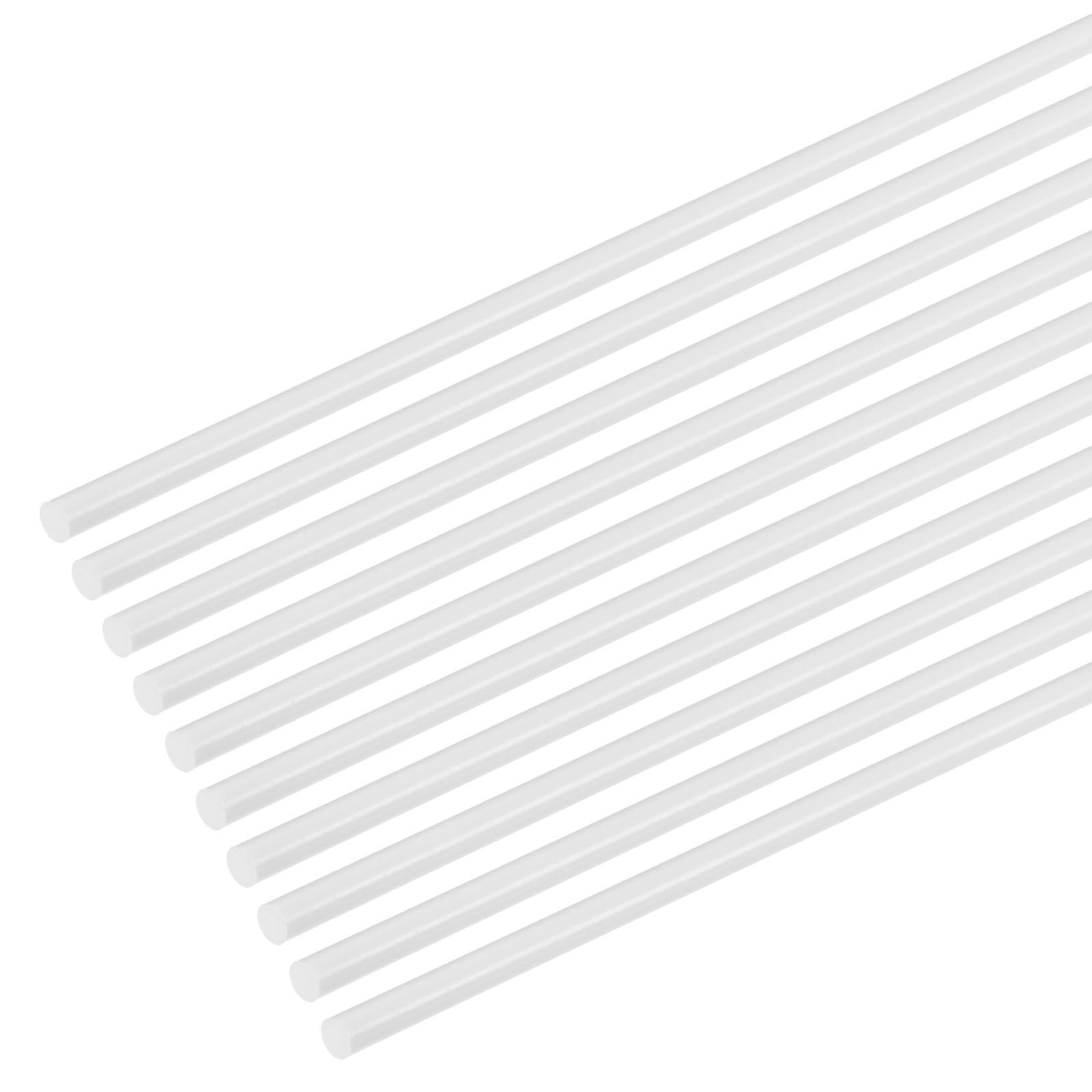 20 PCS Round Plastic Bars Rods 0.5mm x 500mm ABS Smooth Tube White DIY