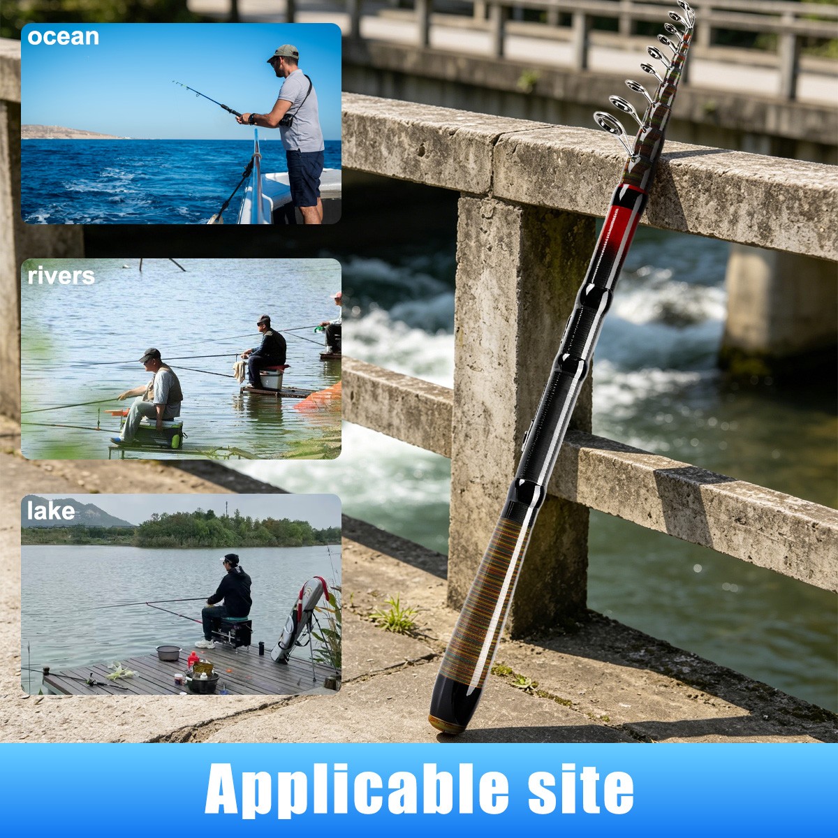 2m-3m Carbon Fiber Fishing Rod Short Pocket Spinning Pole Telescopic Fishing Rod