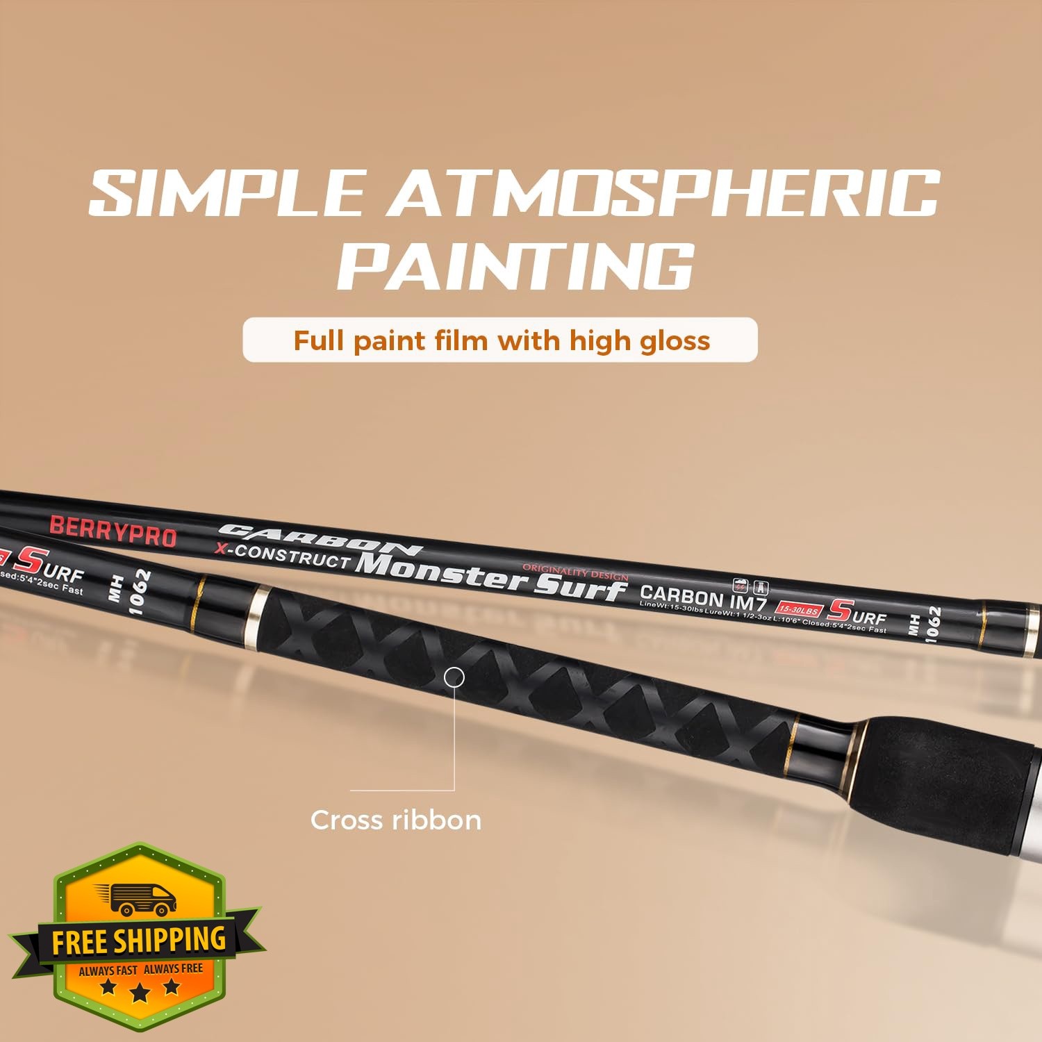 BERRYPRO 12′ Spinning 2pc Graphite Fishing Rod