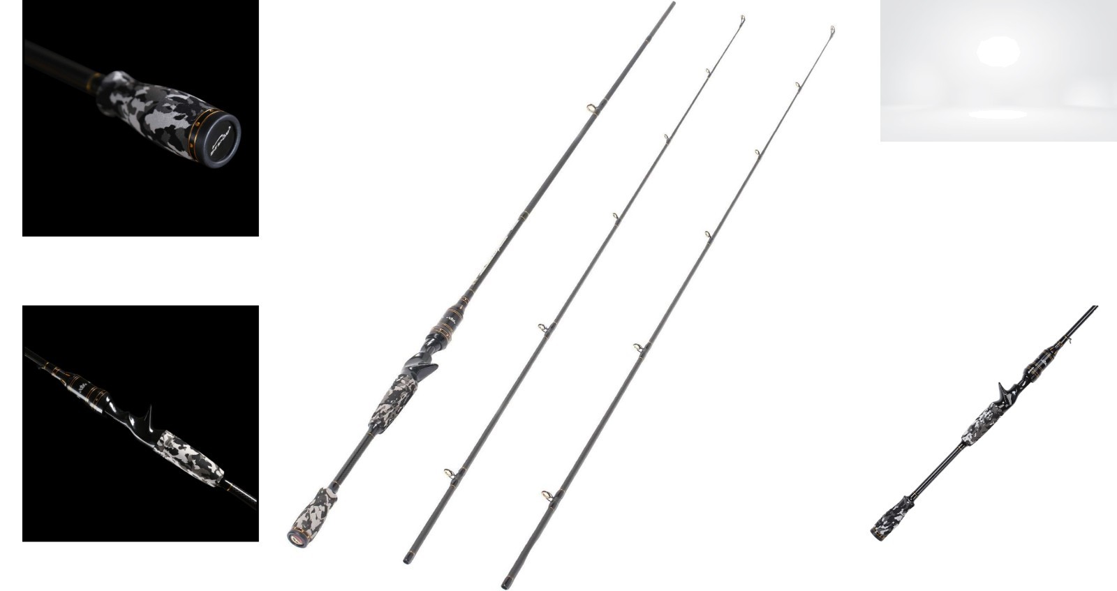 Baitcasting Rod 7ft 2 Tips Carbon Fiber Portable Medium/Heavy Power Bass Fishing