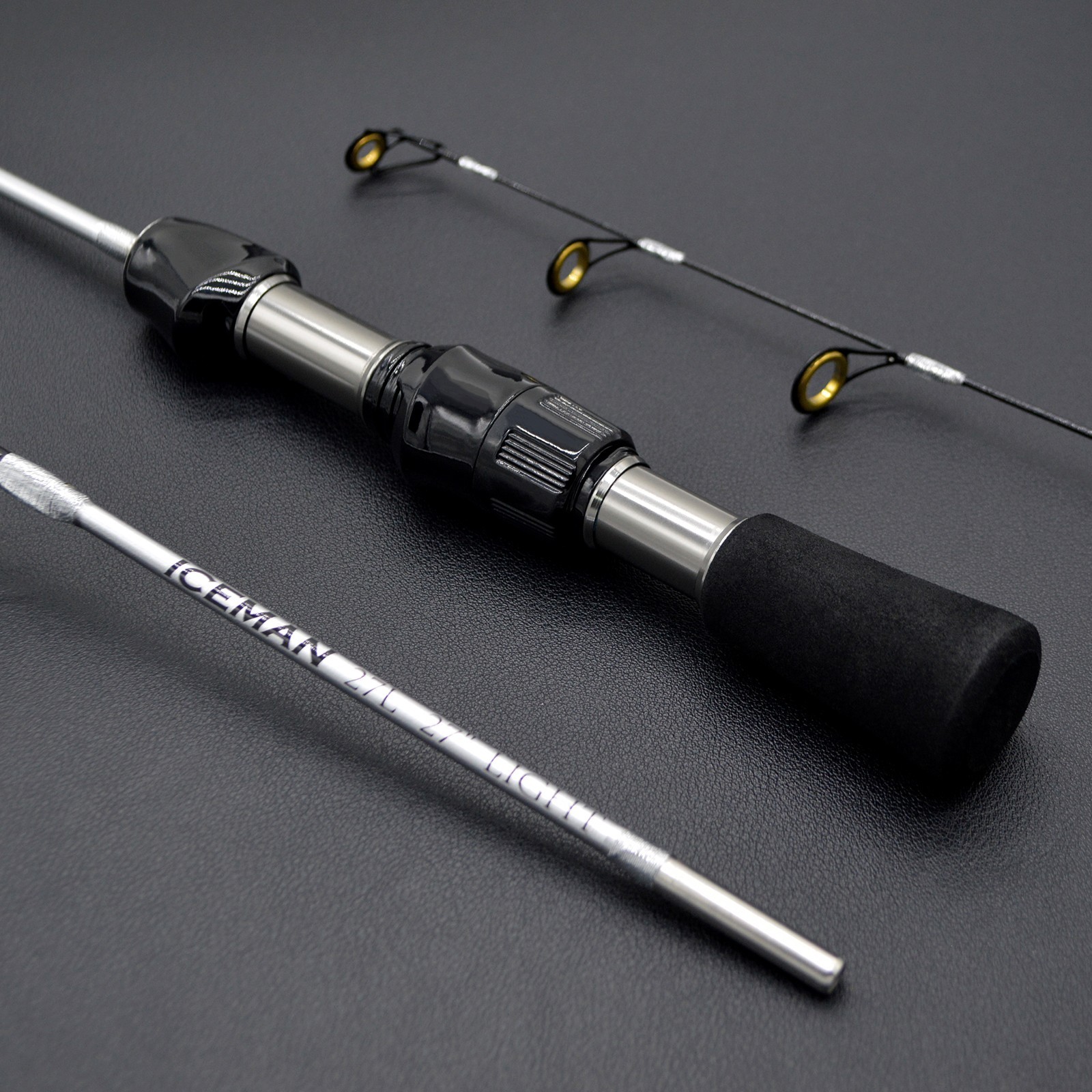 CAMEKOON Iceman 2-Pieces Ice Fishing Rod w/ Fiberglass Blank Ceramic Guide Rings