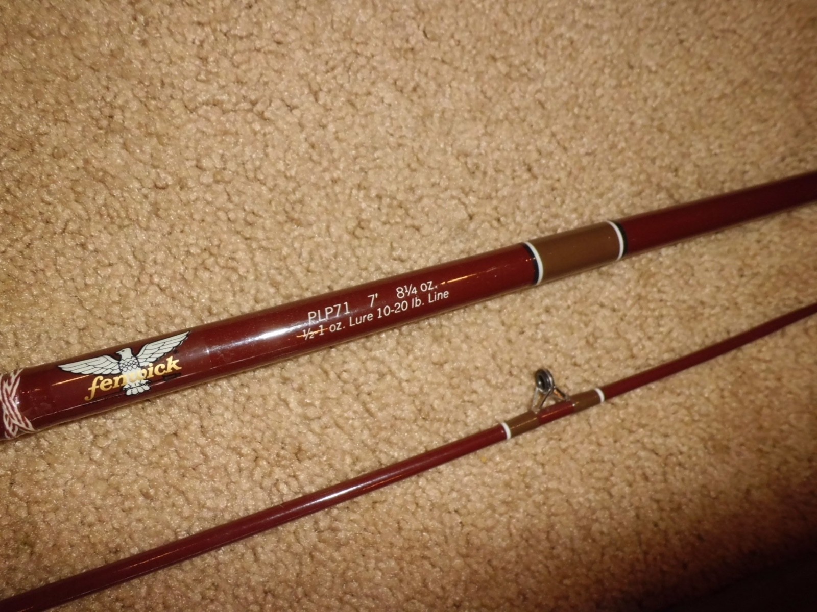 Vintage FENWICK PLP71 Casting 7′ Rod- USA- 10 -20 lb test #P424208- Mint!