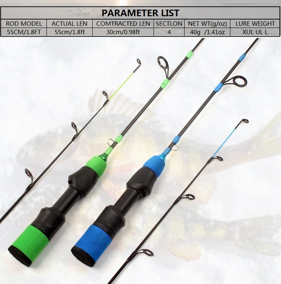 Ice Fishing Rod Carbon Fiber Fast Action Casting Spinning Travel Rod Carp 55cm