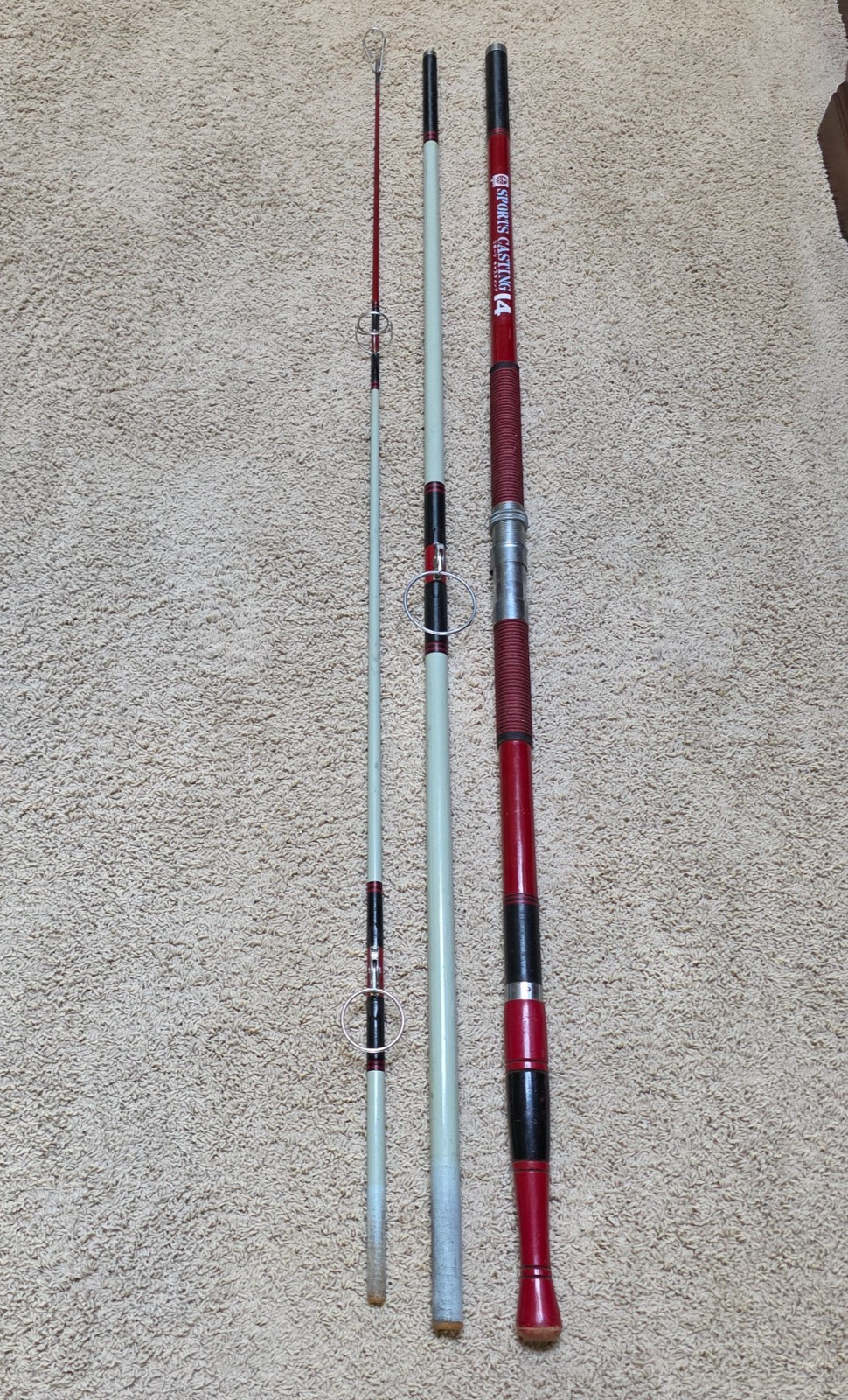 Olympic Sports Casting 14 Surf Fishing Rod 3 Pc 14′ Folding Line Guides Japan