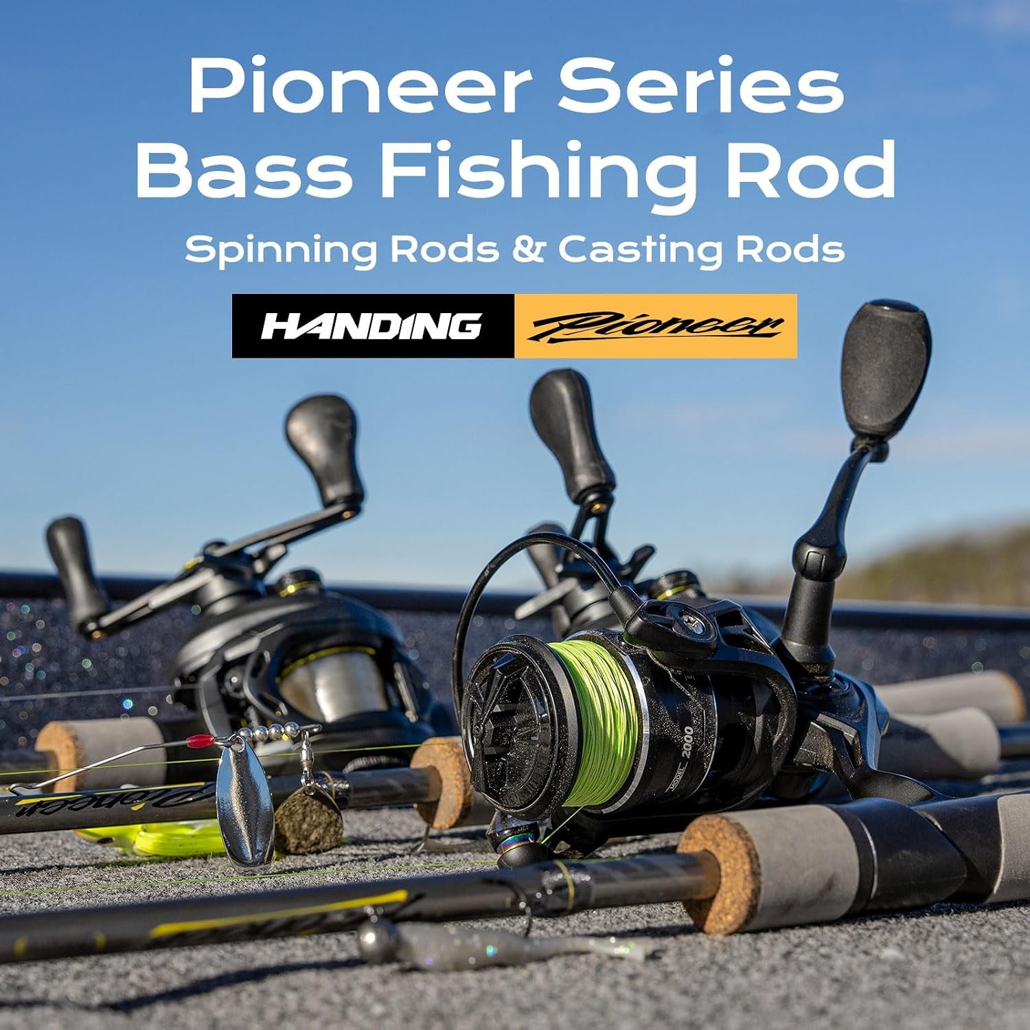 Pioneer 7′ Fishing Rod Baitcaster Rod for Largemouth Smallmouth Walleye