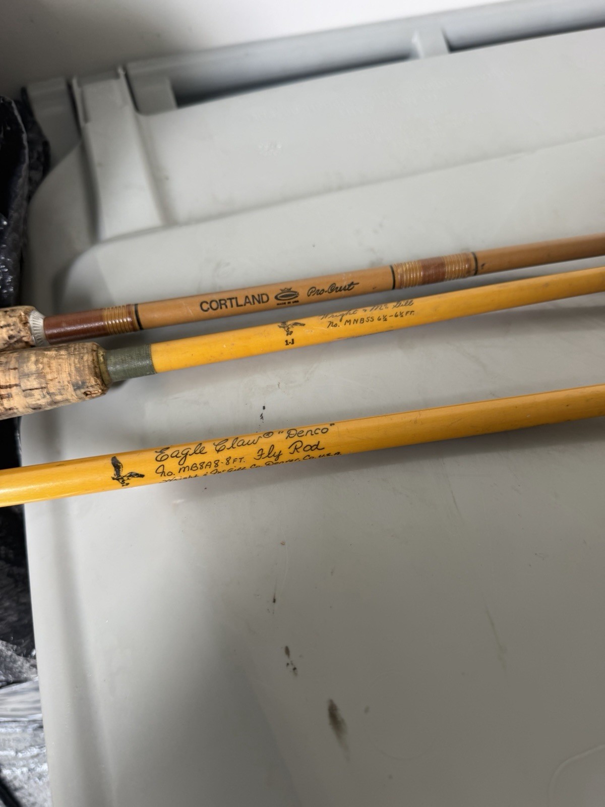 Eagle Claw Denco MBSA8 8ft 8wt 2pc Fly Rod Fiberglass Cork Yellow Vintage