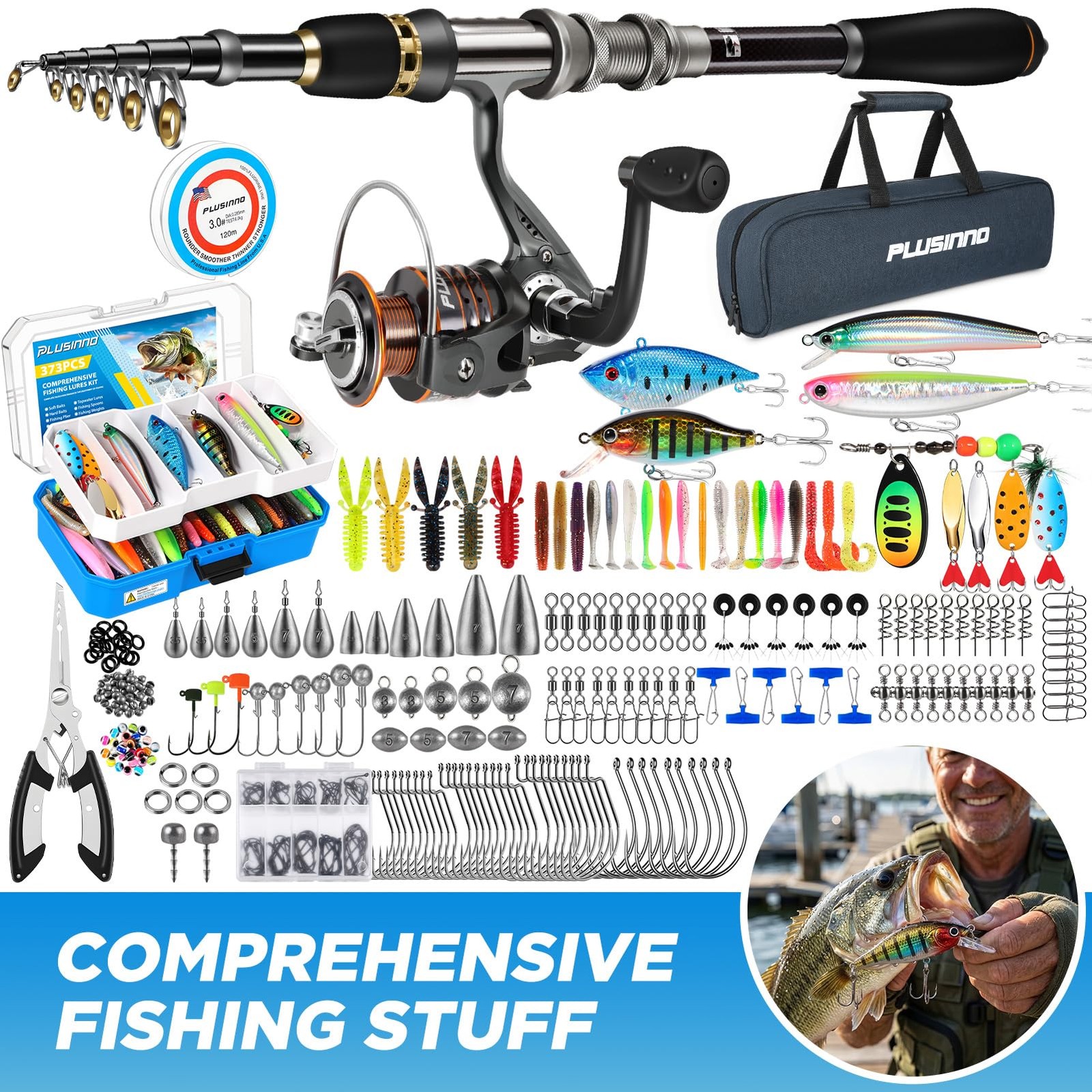 Fishing Gear – Telescopic Fishing Rod and Reel Combo with Tackle Box, Collaps…