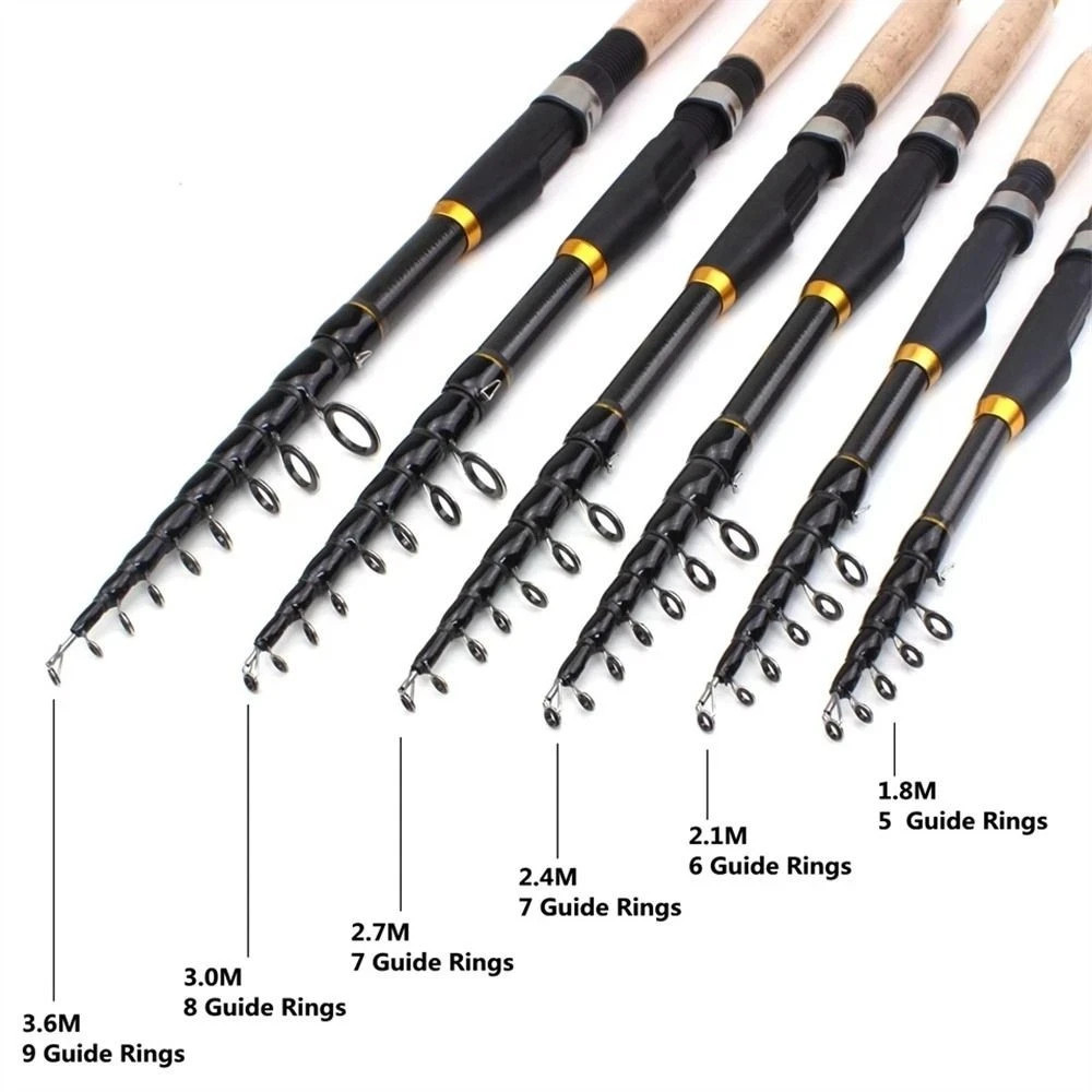 New Carbon Fiber Fishing Rod Short Pocket Spinning Pole Telescopic Fishing Rod`