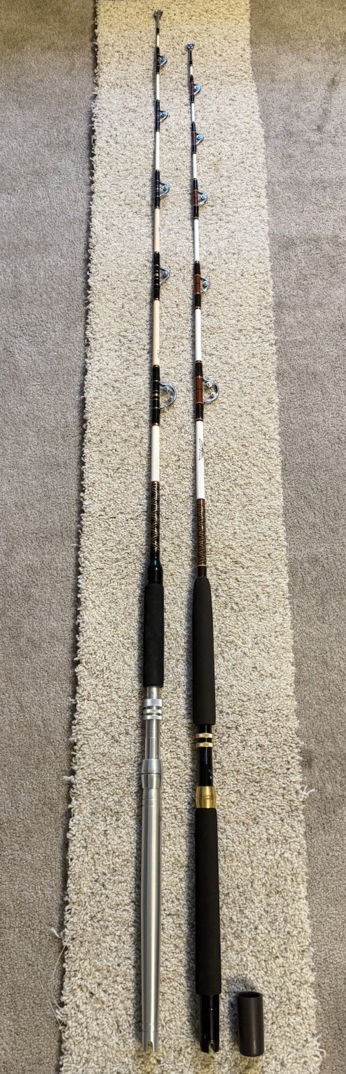 Lot of (2) Big Game Saltwater Rods, Penn International & Fenwick Fenglass