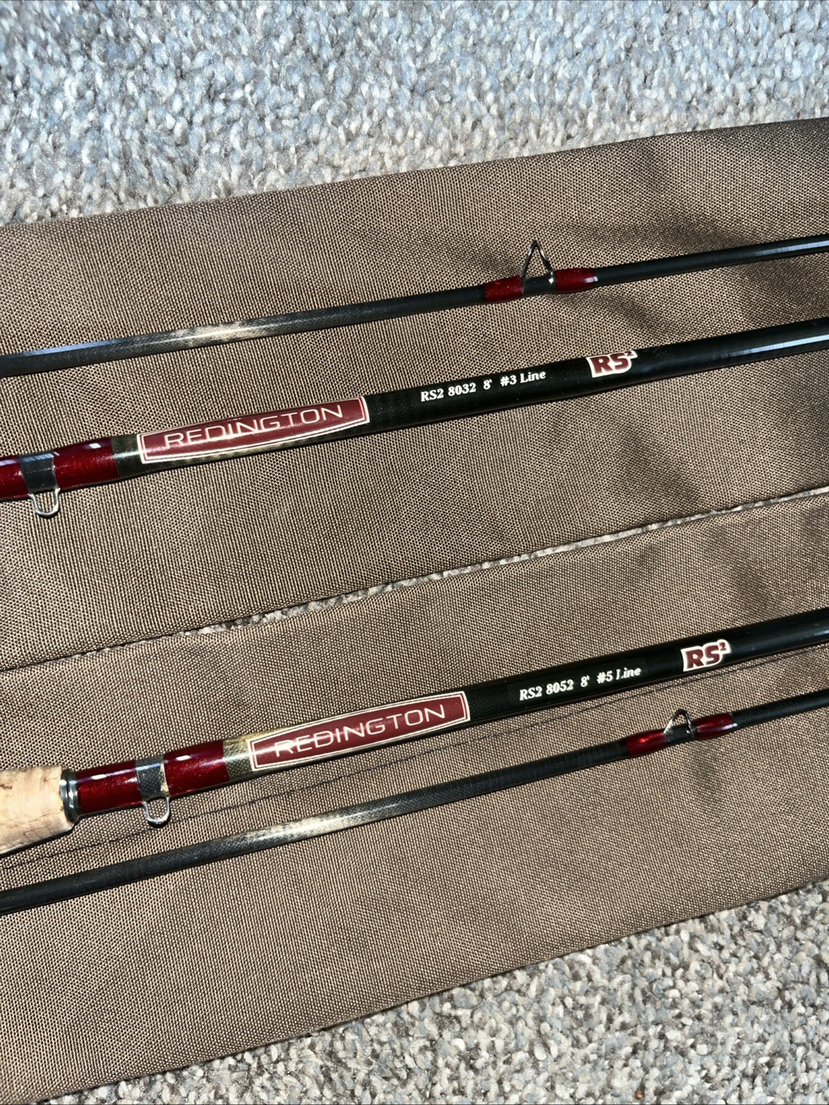 (qty 2) Redington RS2 8032 8052 Fly Fishing Rods 2pc-8’ 3 & 5 wt Cork Graphite