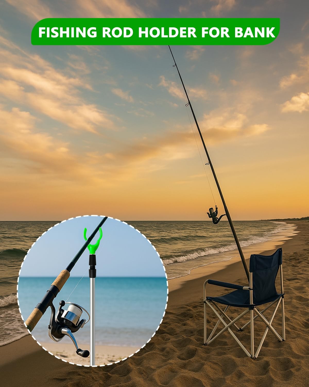 Fishing Rod Holder, Adjustable Telescopic Pole Telescopic, Black
