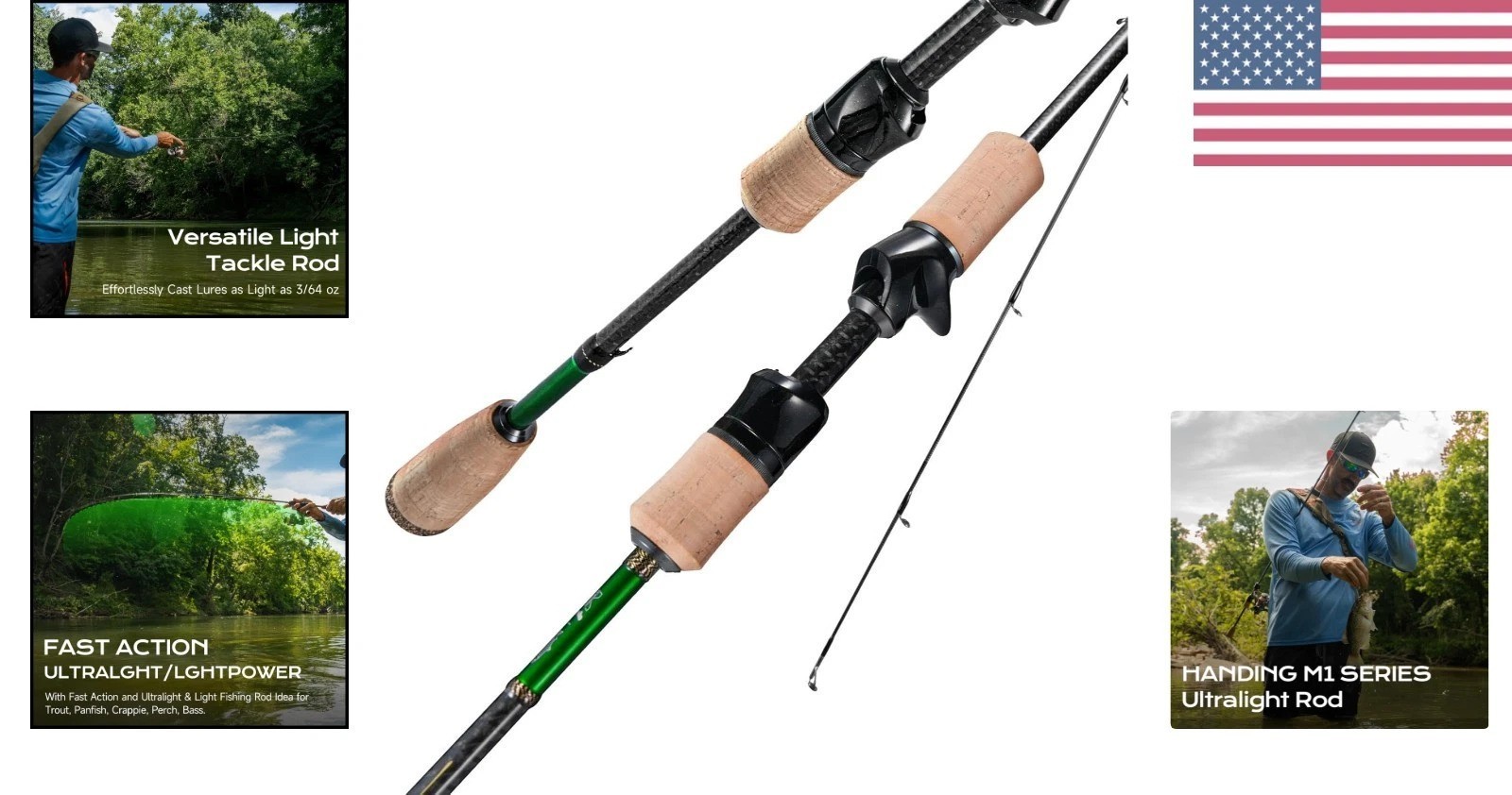 M1 BFS Rod Ultralight Fishing Rod 2-Piece Spinning & Baitcaster Rod with Seag…