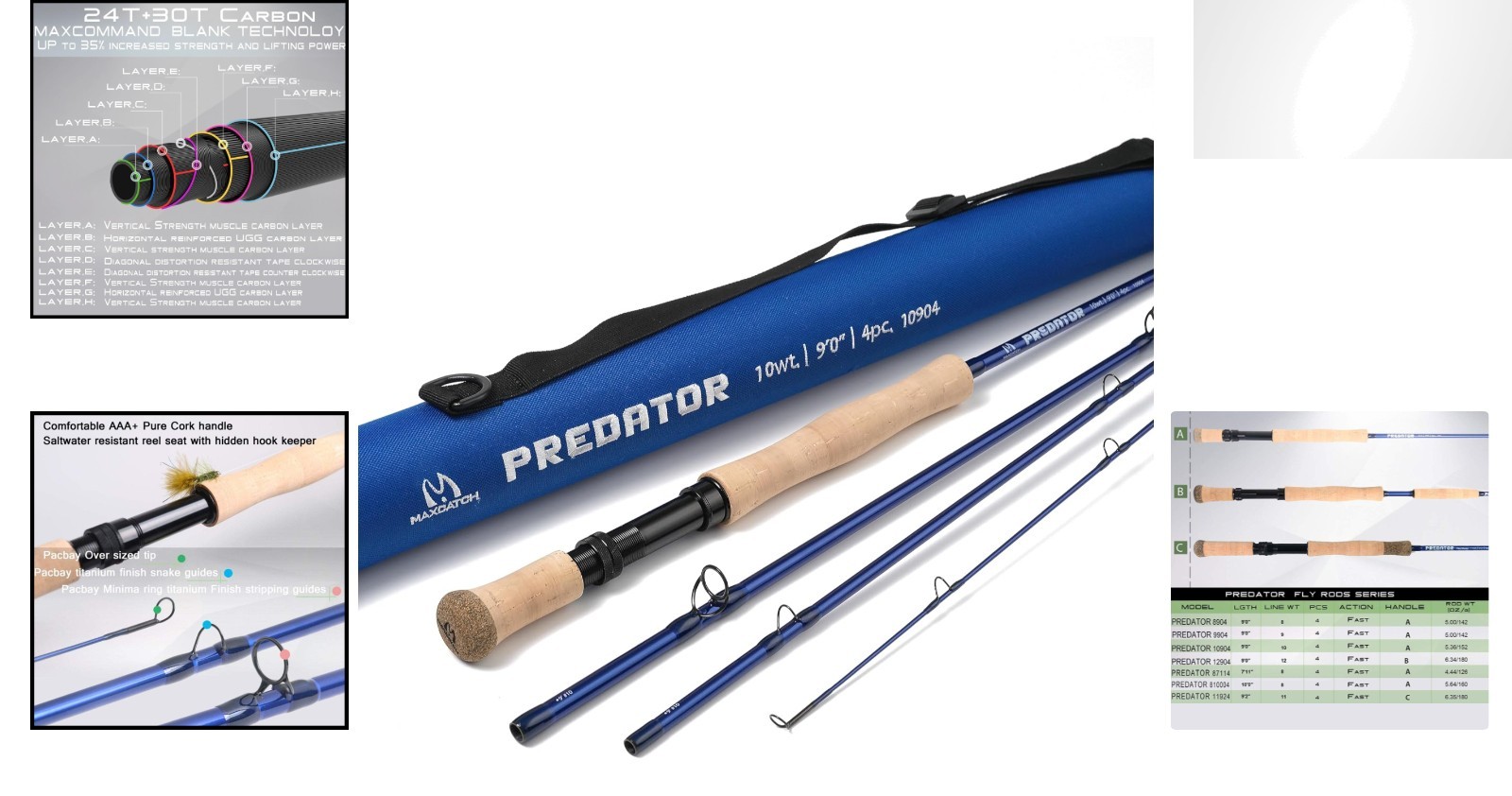 Predator Big Game & Saltwater Fly Fishing Rod – 9ft 9wt, 4-Piece