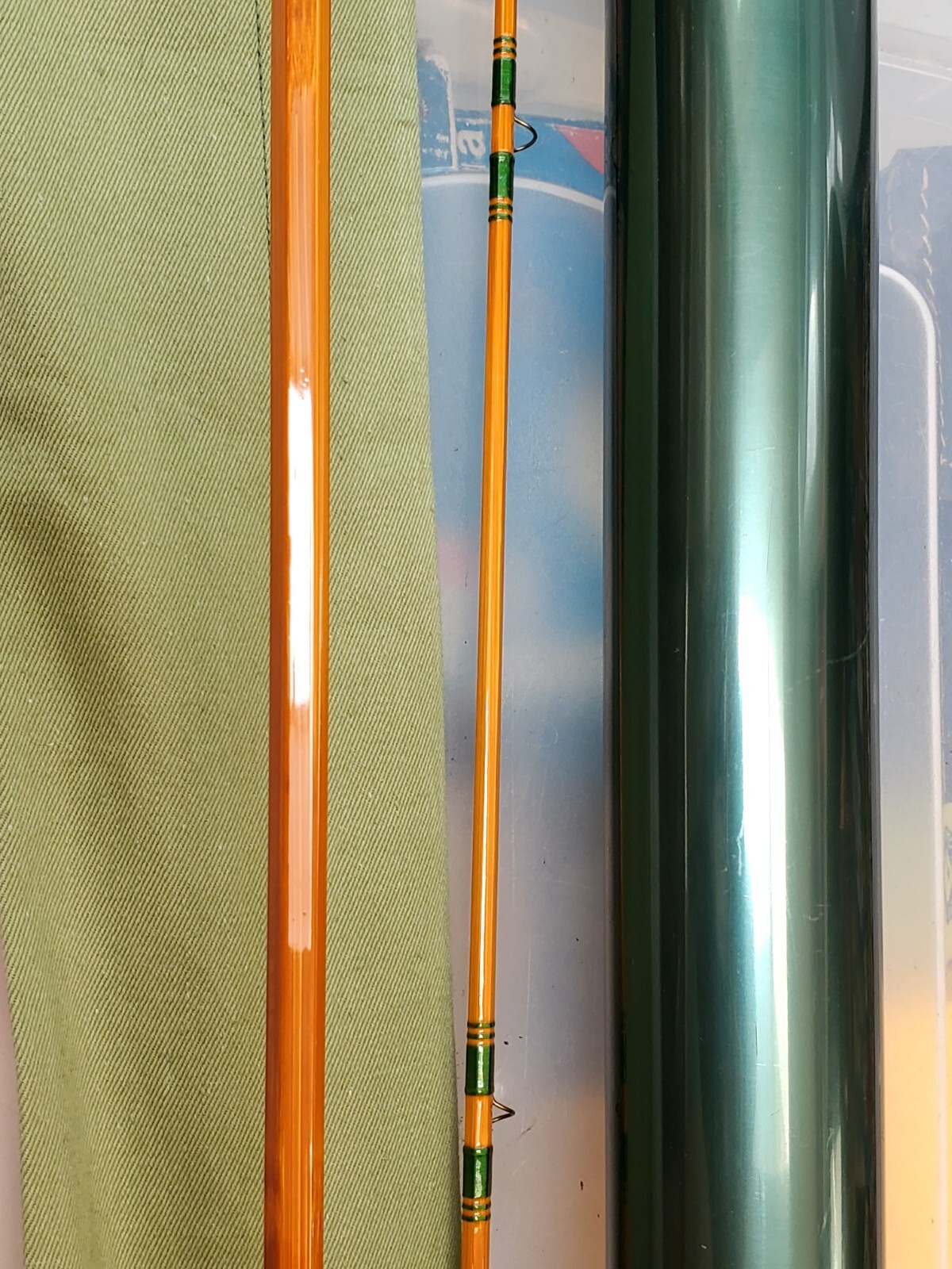 New Pezon Et Michel Bamboo Rod FRANCE 8’6″ 2pc w/2Fighting Buttons-tube-Sock