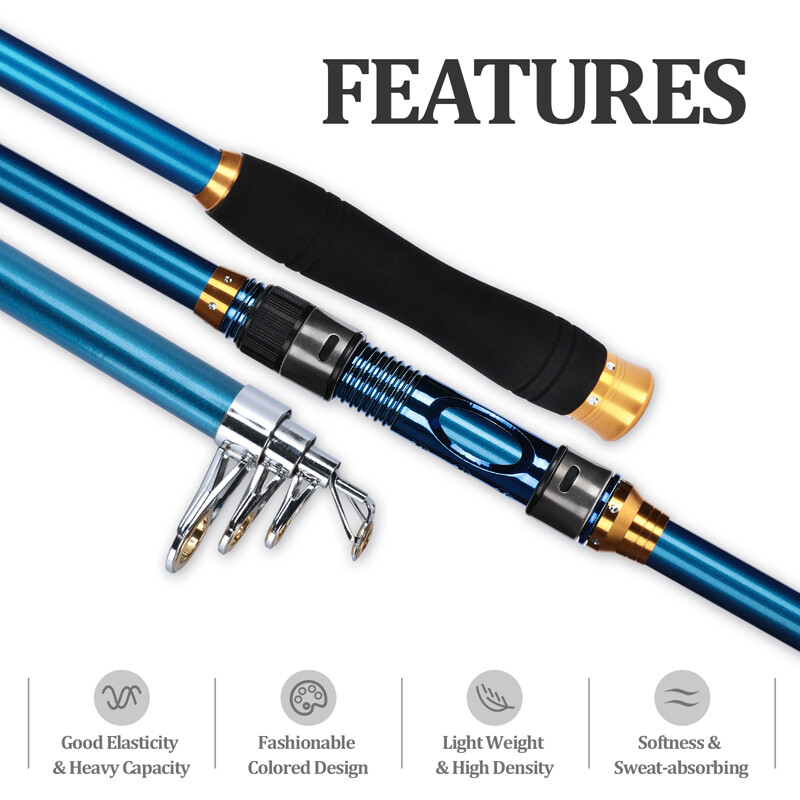 Portable Travel Spinning Pole Carbon Fiber Telescopic Fishing Rod Sea Freshwater