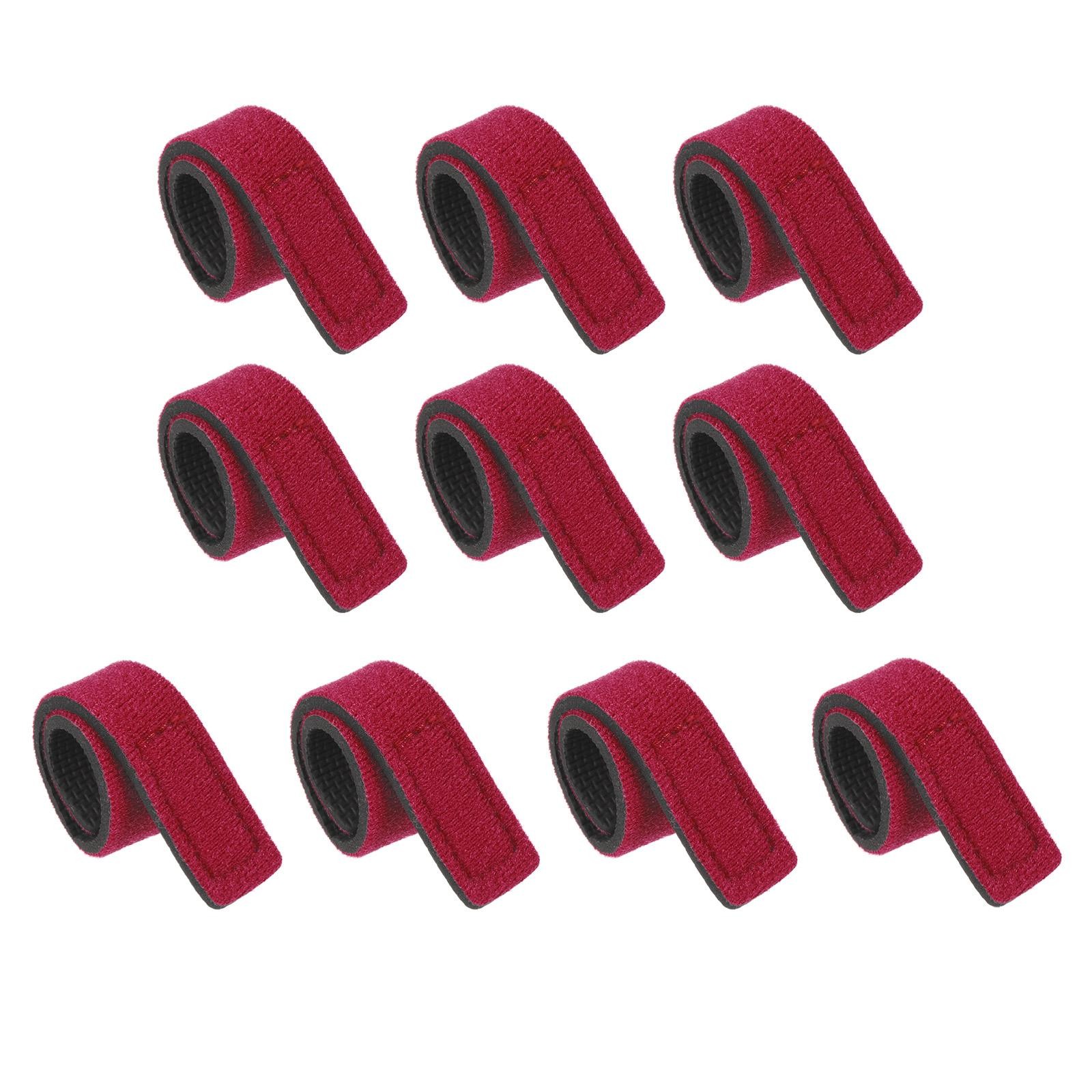 10pcs Fishing Rod Strap, 20cm Stretchy Belts Holders Pole Sleeve Cover, Red