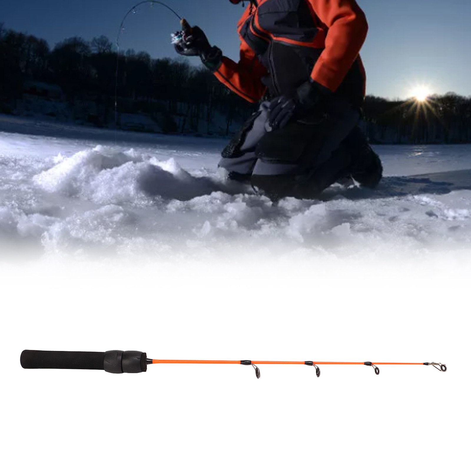 50cm Mini Ice Fishing Rod Short Ice Fishing Pole With EVA Anti Slip Handle