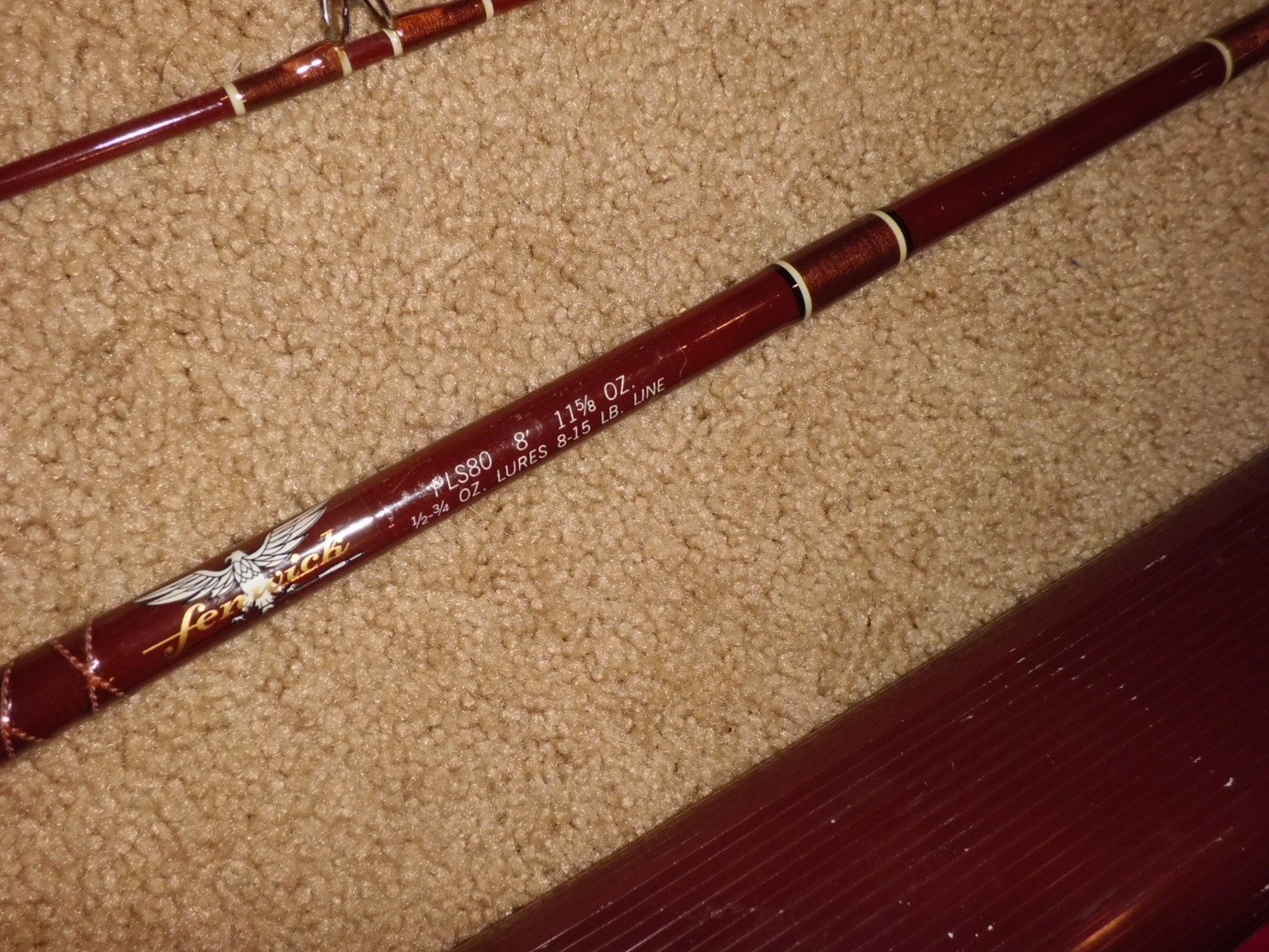Vintage FENWICK Feralite PLS80 Spinning 8′ Rod made in USA- 8-15lb test #G123506