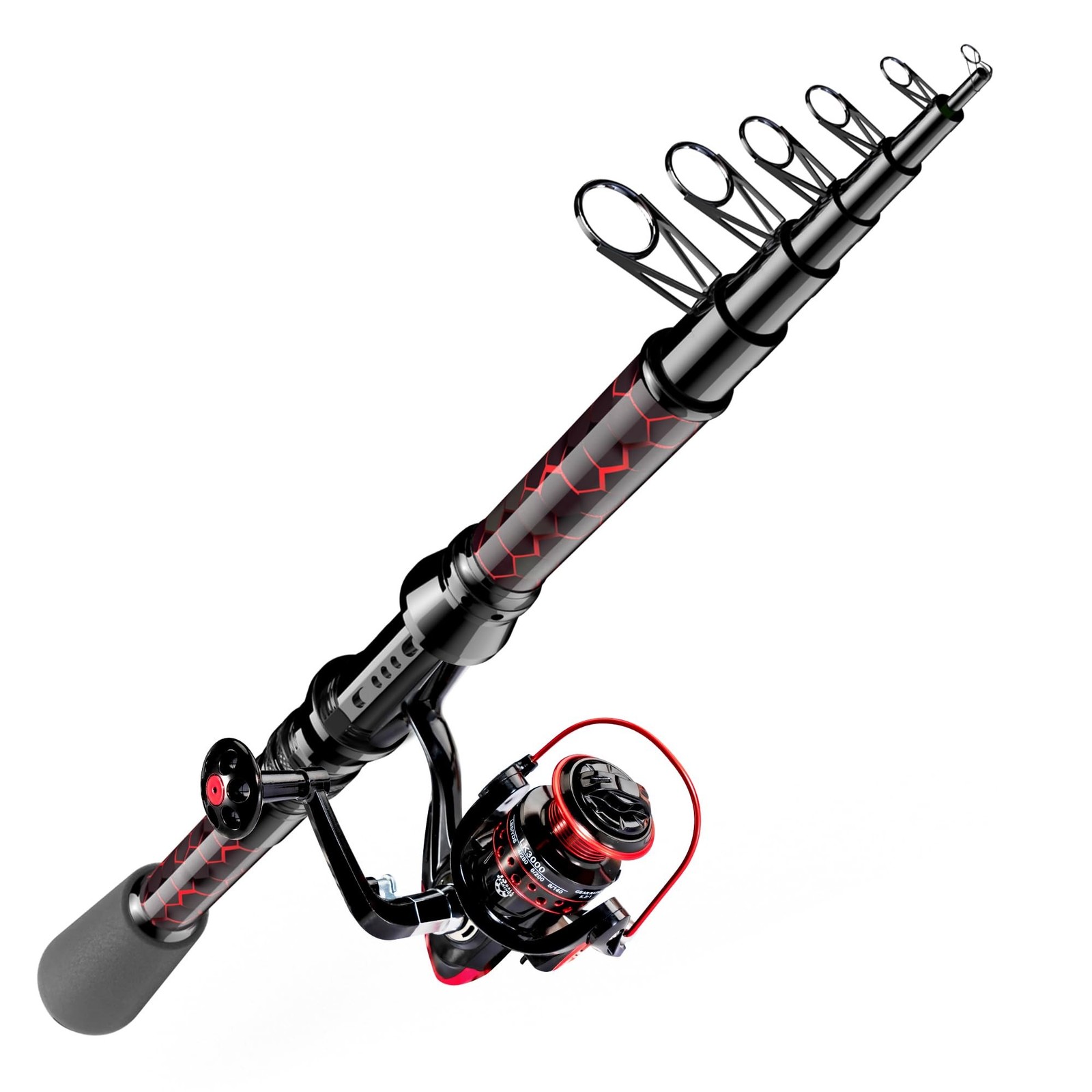 Fishing Rod and Reel Combos, Unique Design with X-Warping Painting, Carbon Fi…
