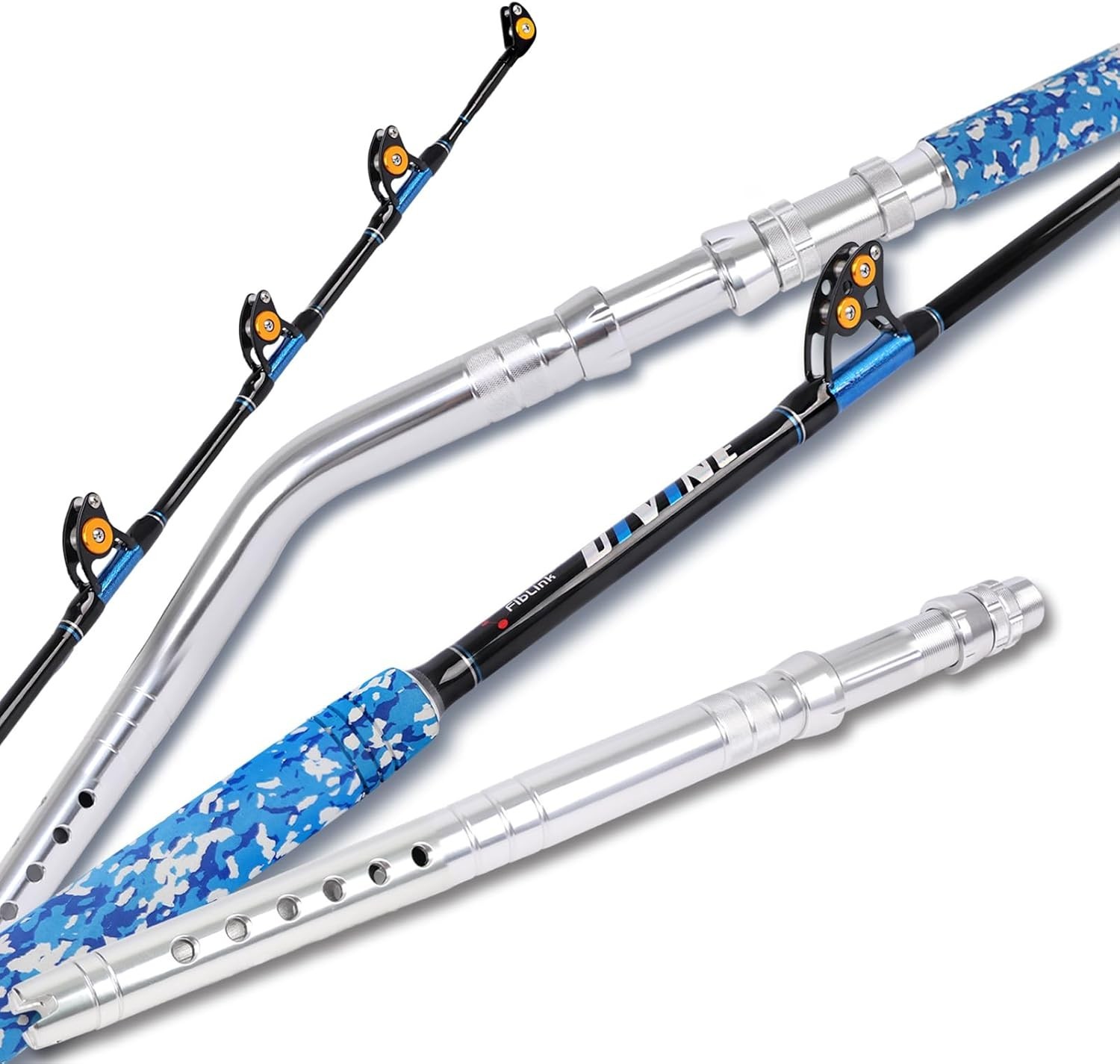 Fishing Trolling Rod 1 Piece/2 Piece Saltwater Offshore Heavy Roller Rod Big Gam