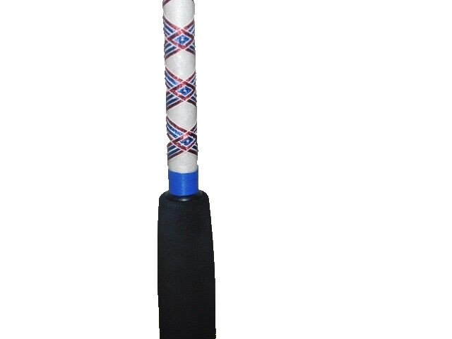 CUSTOM CONVENTIONAL BOAT ROD 7′ RED WHITE BLUE PEARL MARBLE 25-50 LB TURBOS NEW