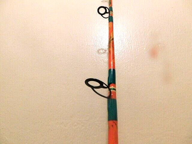 CUSTOM SPINNING ROD 7 FT40-80 LB TROPICAL ORANGE,GREEN YELLOW MARBLE NEW