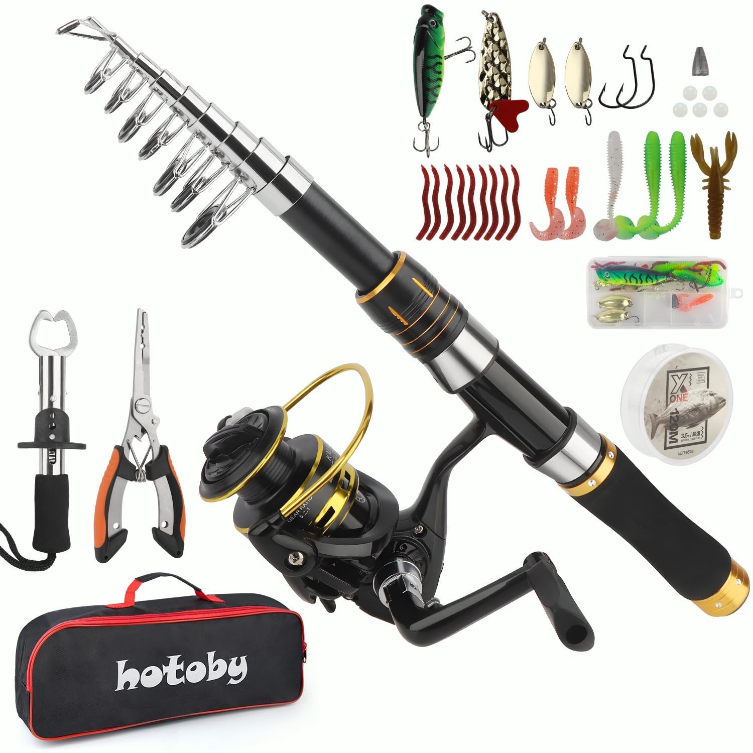 Fishing Pole Combo Set, 6.89ft Fishing Rod and Reel Combo, Carbon Fiber Teles…