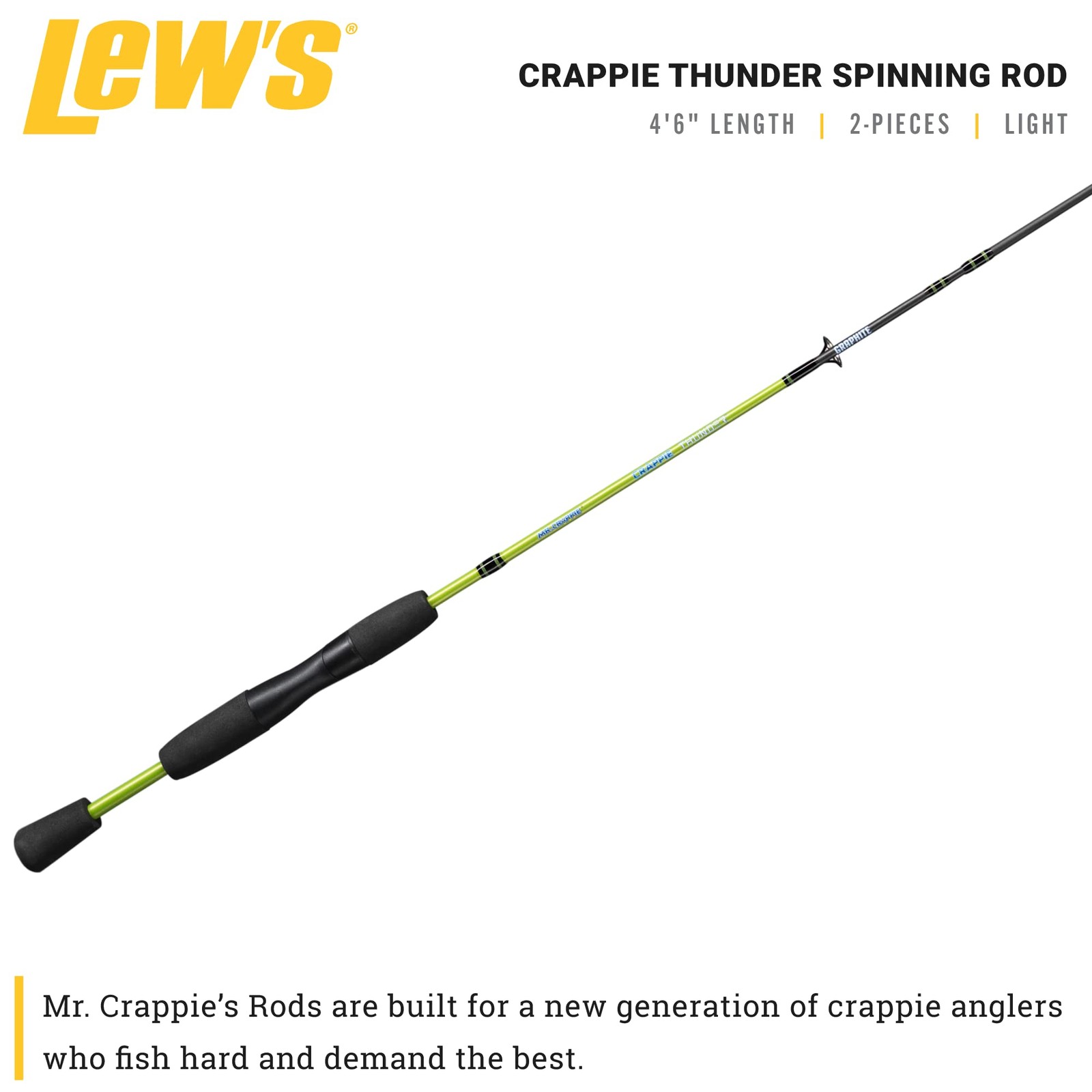 Lew’S Lews Crappie Thunder Spinning Rod 4-Foot 6-Inch 2-Piece Fishing Rod Light