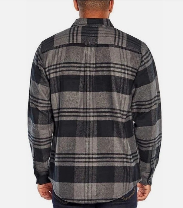 Orvis Men’s M Black & Gray Plaid Button-Up Flannel Shirt Jacket G1572