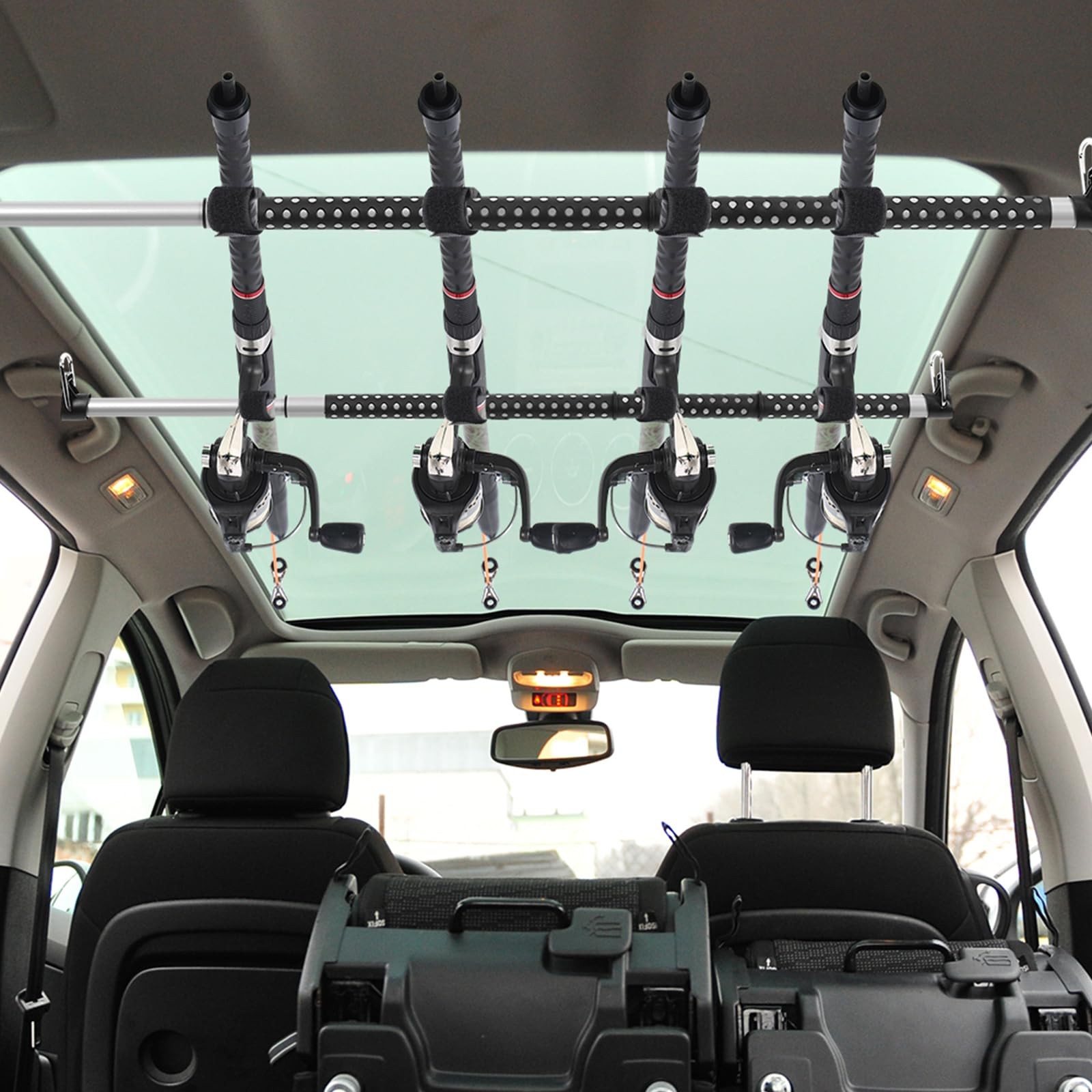 2 Pcs Fishing Rod Holder for Car Heavy Duty 35 to 64 inches, black