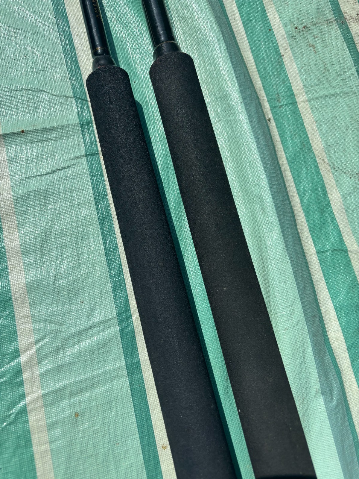 LOT of 2 VINTAGE HEAVY SABRE STROKER ROLLER TROLLING FISHING RODS VERY NICE!!