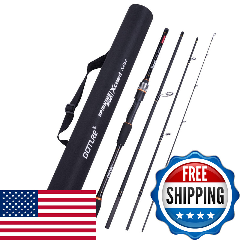 Goture Fishing Rods Spinning Travel Fishing Pole Pack Case Portable 4 Sections