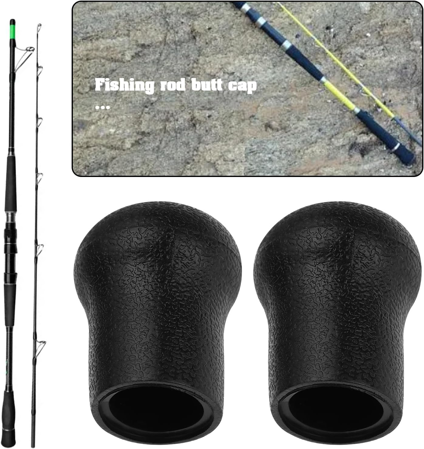 2Pcs PVC Fishing Rod Butt Cap Protector Cap End Suitable for Fishing Rod Buildin