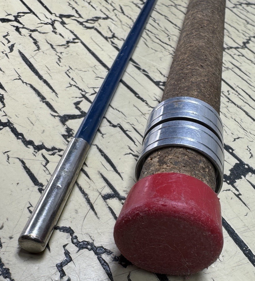 VTG Blue Fiberglass Fly Fishing Rod 2-pc Retro Red White Wraps 6ft Unmarked Rare