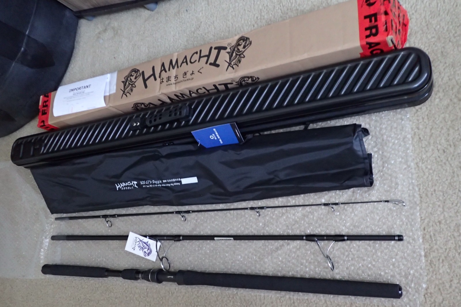 HAMACHI 9’6 XOS GT’n’Doggie Ultra Cast 10 – 20lb Japan SPIN fishing rod w / case